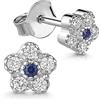 NKlaus coppia di orecchini a perno fiore in argento 925 rodiato con zirconi blu 5,5mm orecchini da ragazza 14854