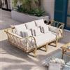 DEGHI Maxi divano letto da giardino in rattan con cuscini ecrÃ¹ - Matra