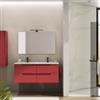 DEGHI Mobile bagno sospeso 120 cm con doppio lavabo integrato rosso brik opaco e specchio - Agave Plus