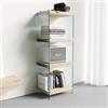 DEGHI Libreria 40x100h cm in vetro temperato e ripiani legno - City