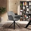DEGHI Poltrona in similpelle grigio e tessuto effetto maglia grigio chiaro con gambe in metallo nero intrecciato - Nuvel