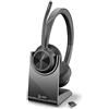 Poly Voyager 4320 UC, Cuffia Senza Filo, Connessione Bluetooth 5.1 e Dongle USB-C BT700, Cuscinetti in Similpelle, Autonomia 24 Ore, Base per Ricarica, Compatibile con Windows 10 e macOS, Nero