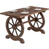 Outsunny Tavolo da Giardino Stile Country con Gambe a Ruota, in Legno di Abete Resistente alle Intemperie 113x60x65cm|Aosom