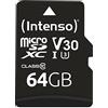 Intenso Professional 3433490 Scheda di memoria MicroSDXC da 64 GB (con Adattatore SD), Class 10 UHS-I, Nero