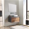 DEGHI Mobile bagno sospeso 80 cm antracite e noce nativo per lavabo d'appoggio con specchio - Julia