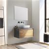 DEGHI Mobile bagno sospeso 80 cm antracite e rovere europero per lavabo d'appoggio con specchio - Julia