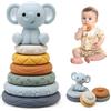 LEADSTAR Giocattoli Impilabili, Blocchi Sensoriali Montessori Giochi Dentizione Neonato 6 Mesi Cubi Morbidi per Bimbi Bambini Giocattolo Educativi Gioco Regalo per Neonati 6 12 18 Mesi (Blu)