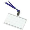 OFFICER PRODUCTS DONAU - Targhetta per nome, in plastica, 10 pezzi, 85 x 50 mm, con badge, incolore, con nastro di seta, colore: Blu duro