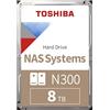 Toshiba 8TB N300 Internal Hard Drive - NAS 3.5 Inch SATA HDD Supports Up to 8 Drive Bays Designed for 24/7 NAS Systems, New Generation (HDWG480UZSVA)
