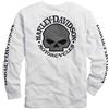 Harley-Davidson Maglia a Maniche Lunghe da Uomo, Colore Nero, con Teschio, in Cotone, Bianco, XXL
