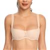 Lemorosy - Reggiseno Donna Balconcino con Ferretto e Spalline Imbottite Push-up Classico a Mezza Coppa (Beige5C)