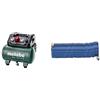 Metabo Compressore Basic 160 - 6 W of (Caldaia 6 l), Pressione 8 Bar, Potenza di aspirazione 160 l, 601501000 & 0901054940 - Tubo d'aria autoportante, 0 V, verde, 8 mm/5 m
