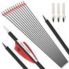 surwolf 32 Frecce in Carbonio per Tiro con L'Arco ID 4.2mm Frecce da Caccia 1000 Dorso per Compound di Tiro con L'Arco e Ricurvo e Arco Tradizionale 12&24Pz (12, rosse+frecce)