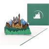 Cologne Cards Biglietto di auguri pop-up panorama montagna & castello, 3D, motivo: German Castle come souvenir, regalo, biglietto di compleanno e invito per le escursioni in Baviera