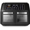 Tower T17102 Vortx Vizion Forno ad Aria/Friggitrice ad Aria a Doppio Scomparto con Pannello Touch Digitale, 11 L, Nero