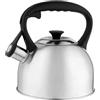 FLORINA Bollitore Acqua (2,1 l) I Bollitore da Fornello ONDA I Bollitore a Fischio Automatico e Manico in Nylon I Bollitore per Piano Cottura a Induzione, Gas, Elettrico I Colore: Argento