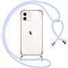 Pnakqil Cover per iPhone 12/iPhone 12 Pro con Cordino, Trasparente Custodia con Laccio Tracolla Cellulare Girocollo Collana Protettiva per iPhone 12 6.1, Viola