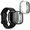 kwmobile Set 2X Custodia Smartwatch Compatibile con Fitbit Versa 4 / Sense 2 Cover - Case Silicone Protezione Orologio Fitness Nero/Argento