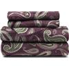 Superior Impressions PASH Set di Lenzuola in Flanella di Cotone, per Letto Matrimoniale, Motivo Cachemire, Viola, Piazza, 33x12.7x25.4 cm