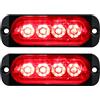 Willpower 2pz Ultra Sottile Luce Stroboscopica di Emergenza 4LED Rosso Pericolo Lampeggiante Luci 12V 24V 18 Modalità Spia Luminosa IP67 Luci di Recupero per Camion Rimorchi Auto Camper Fuoristrada