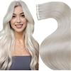 LaaVoo Extension Capelli Veri Biadesivo 20pz - Bionda Bianca Capelli Lunghi Lisci Remy - Extension Biadesive per Capelli Veri Invisibile Adesive 70cm 50g #60