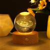 HOTUT Lampada Sfera di Cristallo 3D con Sistema Solare, Lampada Notturna a Sfera con Base a LED, 7 Colori Luce Notturna di Cristallo Ricarica USB, Decorazione in Regali per bambini Bianco Caldo