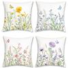 Bonhause Federe per Cuscini Fiori Primavera 45 x 45 cm Copricuscini Decorativi Farfalle Fiori da Giardino Colorati Federa per Cuscino Divano Letto Casa Decorazione Set di 4