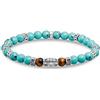 THOMAS SABO Bracciale con elementi turchese e occhio di tigre, argento sterling 925, annerito, Mittelgroße, Argento sterling, Nessuna pietra preziosa