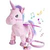 Aideal Peluche Unicorno Elettrico Peluche Giocattoli di Che Canta e Cammina Regali Compleanno per Ragazzo Ragazza (Rosa)