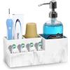 Luxspire Porta Spazzolini Elettrici, Portaspazzolino da Denti per Bagno, Contenitore per Dentifricio Rasoio con 4 Slot per Testine di Spazzolino, Compatibile con Oral B Philips Sonic, Bianco Ghiaia