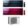 Mitsubishi Climatizzatore Dual Split Kirigamine MSZ-LN Nero+Rosso 12+12 con MXZ-2F53VF Inverter R-32 Wi-Fi Classe A+++ ,