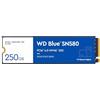 WD Blue SN580 250 GB, M.2 NVMe SSD, PCIe Gen4 x4, con velocità di lettura fino a 4.000 MB/s