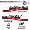 Adesivi motore marino fuoribordo mercury 40 cv EFI 3 cilindri barca stickers