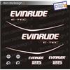 Adesivi motore marino fuoribordo Evinrude 25 cv E-TEC scuro gommone barca