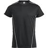 Clique - T-shirt sportiva mezza manica Uomo Donna Unisex Ice Sport-T, in tessuto tecnico con inserti traspiranti, profili in contrasto, vestibilità slim-fit (nero/bianco XXL)