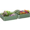 Outsunny Set di 2 Letti per Orto Rialzati in Acciaio Colorato, Fioriera da Giardino per Piante, Ortaggi e Arbusti, 100x100cm, Verde|Aosom