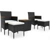 vidaXL AX 2 Sedie Tavolino 2 Poggiapiedi 4 Cuscini Crema Garden Bar Polyrattan 3058376