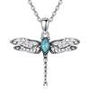 VONALA Collana da donna in argento Sterling 925, con ciondolo in turchese, ametista, cristallo blu, pietra di luna, onice e opale. Gioielli libellula, regalo per parenti e amici, 22*33mm, Argento