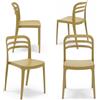 REDÒKASA Set 4 sedie in polipropilene YVONNE, impilabile, resistente ai raggi UV, design moderno, ideale per sala da pranzo, cucina, sala d'attesa, bar, ristoranti o giardino (Senape, 4)