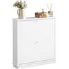 SoBuy Scarpiera Salvaspazio Slim con 2 Ante e 2 Ripiani - Scarpiera Ingresso per Mobile Ingresso Regolabile, Design Moderno, L76xP18xA78cm, Facile da Montare Bianca FSR99-W