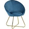 Totò Piccinni Poltrona MARTE di Design in Velluto con piedini in Metallo (Blu Ottanio)