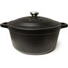 VeoHome Casseruola in Ghisa Smaltata VeoHome Nero Opaco 6L Ø28cm, Cocotte Ultra Resistente, Pentola Compatibile Induzione/Gas/Forno, Cottura Omogenea, Fornello Sapori Autentici, Coperchio a Rilievo