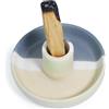 BEYLAB Palo Santo - Supporto per bastoncini di incenso Palo Santo Sticks in legno affumicato, meditazione, yoga, bruciatore in legno, supporto con cenere, moderno, minimalista, beige, blu