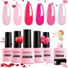 AIMEILI Smalto San Valentino Smalto Semipermanente Rosa per Unghie Set in Gel Lampada UV LED Unghie Nail Polish Gift Set 64, 6x8ML