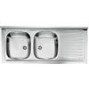 Yellowshop - Lavello appoggio inox piano dx 2 vasche sx cm 120x50 con sifone e piletta Mondial