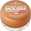 essence NATURAL MATTE MOUSSE FOUNDATION, N. 43 - Fondotinta effetto nude, opacizzante, coprente, risultato espresso, opaco, vegano, senza olio, senza profumo, senza alcool, confezione da 1 (15 g)