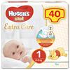 Huggies Pannolini Extra Care Bebè, Taglia 1 (2-5Kg), Confezione da 40 Pannolini