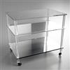 Petrozzi Carrello Piano Rettangolare Asta Tonda in Plexiglass Trasparente - Ruote: Senza Ruote