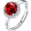 Suplight Anello Regolabile Donna Argento 925 Orecchini Punto Luce Granato Rosso Gennaio Con Confezione Regalo