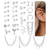 FIOROYAL 27 Pezzi 16G Piercing Helix Orecchini per Donne Uomini Acciaio Inossidabile Ipoallergenico Argento Oro Cartilagine Orecchio Cerchio Catena Dangle Orecchini Tragus Piercing Orecchio Gioielli a